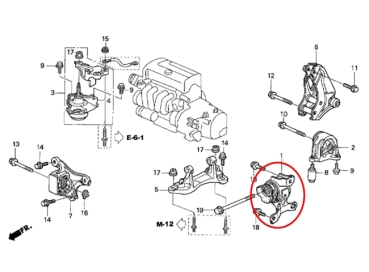 Preview: Motor- und Getriebelager links Honda Civic Type-R EP3 01-05