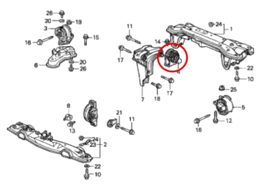 Preview: Motorlager hinten Honda CRX EE8 / Civic EE9 90-92