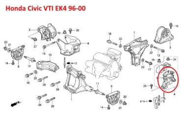Preview: Supporto motore e cambio alto sinistra Honda Civic VTI EK4 96-00