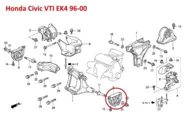 Preview: Supporto motore e cambio basso sinistra Honda Integra Type-R DC2 98-00 / Civic VTI EK4 96-00