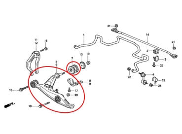Preview: Hardrace Bracci oscillante ANT inferiore Honda Civic EJ / EK 3D+4D 96-00