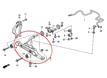 Preview: Querlenker vorne unten links Honda Integra 98-01 / Civic 92-95 / CRX 92-98