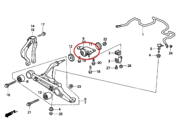 Preview: Federbuchse Querlenker vorne unten rechts Honda Integra 98-01 / Civic 92-95 / CRX 92-98