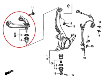 Preview: Braccio oscillante ANT superiore destro Honda Civic 96-00