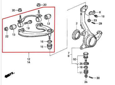 Preview: Querlenker vorne oben rechts Honda CRX EE8 ED9 88-92 / Civic EE9 90-92