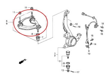 Preview: Querlenker vorne oben links Honda Integra 98-01 / Civic 92-95 / CRX 92-98