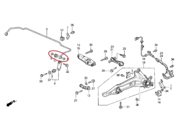 Buchsen / Hülsen Stabilisator HA Honda Integra Type-R DC2 98-00