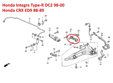 Querlenker hinten oben rechts Honda Integra 98-01 / Civic 92-00 / CRX 90-98