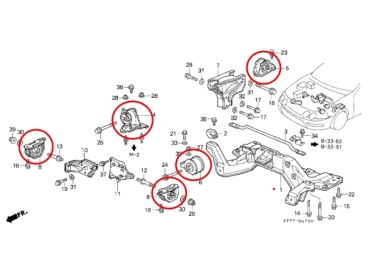 Preview: Motor- und Getriebelager Einsätze verstärkt Komplettset Honda Integra Type-R DC2 98-00