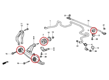 Preview: Masterkit supporto gomma sospensioni rinforzate Honda Civic EJ / EK 3D+4D 96-00