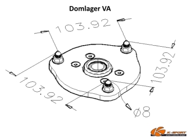 K-Sport assetti a ghiera Street VW Polo 9N/9N3 01-09 ANT Supporto ammortizzatore superiore 103.92mm