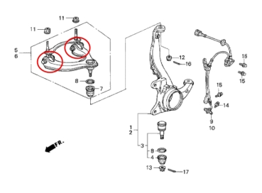 Preview: Masterkit supporto gomma sospensioni rinforzate Honda Civic 92-95 / CRX 92-98