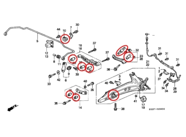 Preview: Masterkit supporto gomma sospensioni rinforzate Honda Civic 92-95 / CRX 92-98