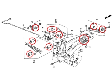 Preview: Masterkit Gummilager Aufhängung verstärkt Honda CRX EE8 / Civic EE9 90-92
