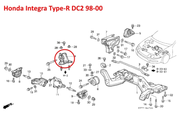 Motor- und Getriebelager rechts oben Honda Integra Type-R DC2 98-00