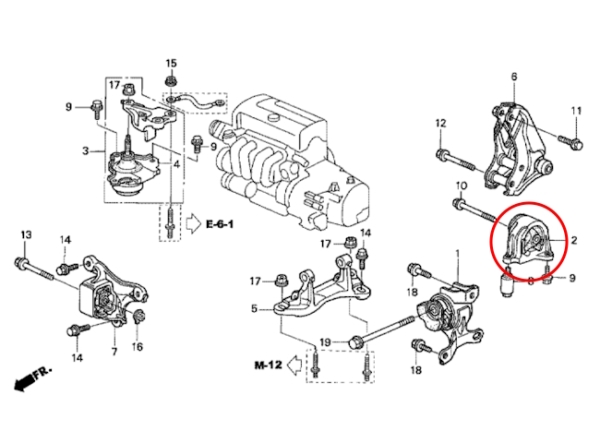 Motor- und Getriebelager hinten Honda Civic Type-R EP3 01-05