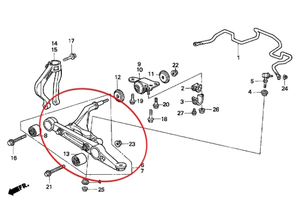 Querlenker vorne unten rechts Honda Integra 98-01 / Civic 92-95 / CRX 92-98