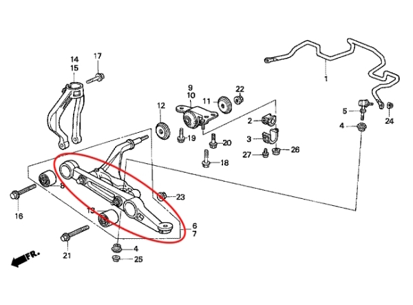Hardrace Querlenker vorne unten Honda Integra 98-01 / Civic 92-95 / CRX 92-98