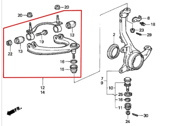 Querlenker vorne oben rechts Honda CRX EE8 ED9 88-92 / Civic EE9 90-92