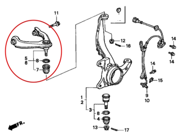 Braccio oscillante ANT superiore sinistro Honda Civic 96-00