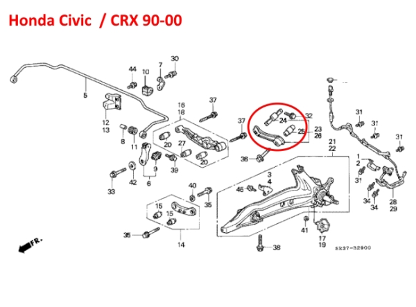 Querlenker hinten oben rechts Honda Integra 98-01 / Civic 92-00 / CRX 90-98