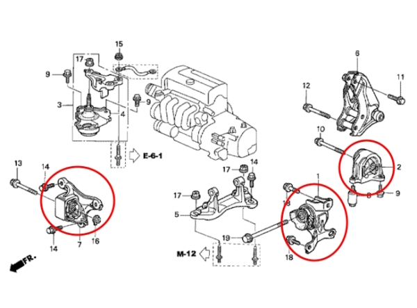 Powerflex Motor- und Getriebelager Einsätze verstärkt Honda Civic Type-R EP3 01-05