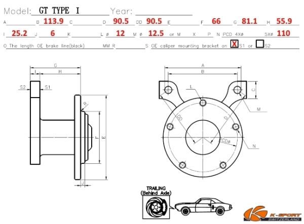 Freni K-Sport ø330mm Opel GT 07-09 ANT, Tipo 1