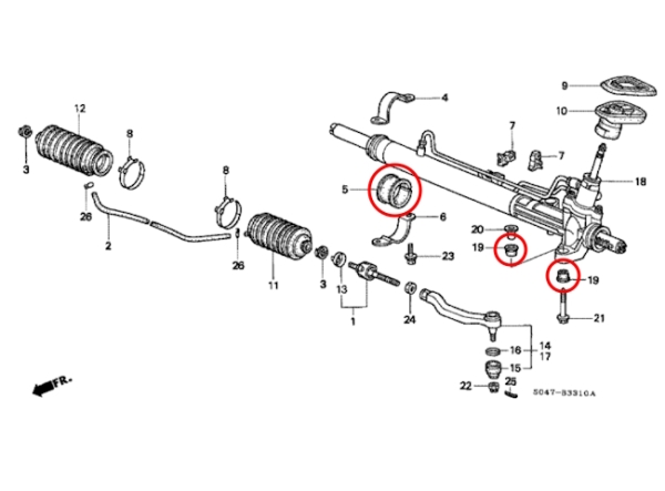 Masterkit supporto gomma sospensioni rinforzate Honda Civic EJ / EK 3D+4D 96-00