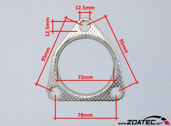 Invidia Dichtung 3-Loch, ø72mm, Lochabstand 78mm/95mm