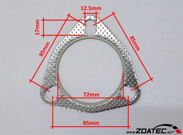 Invidia guarnizione 3-buco, ø72mm, interasse fori vite 85mm