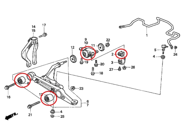 Masterkit supporto gomma sospensioni rinforzate Honda Civic 92-95 / CRX 92-98