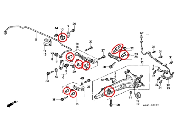 Masterkit supporto gomma sospensioni rinforzate Honda Civic 92-95 / CRX 92-98
