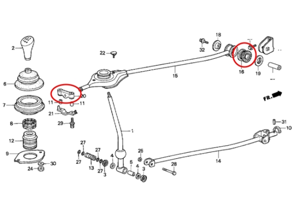 Masterkit Gummilager Aufhängung verstärkt Honda CRX EE8 / Civic EE9 90-92